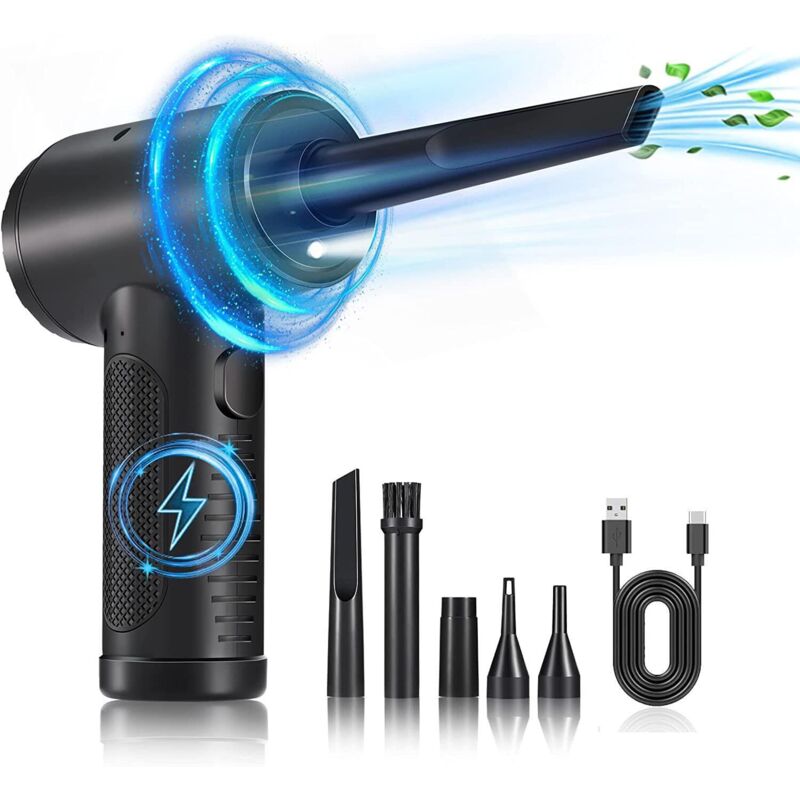 Souffleur PC Souffleur Air Comprimé PC - Nettoyage PC, 100000 TR/Min de Plumeau Air Comprimé à 3 Vitessesavec Lumière LED pour Le Nettoyage de