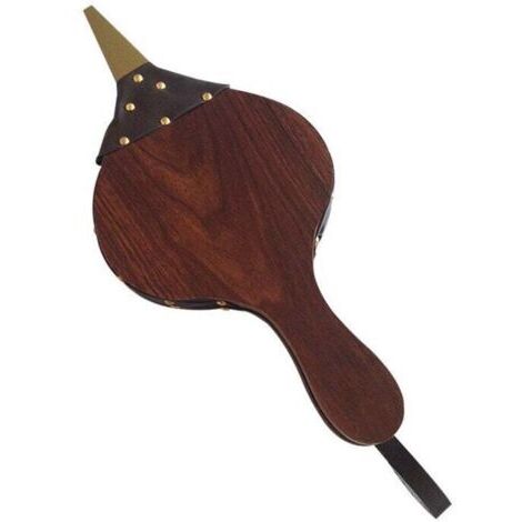 Souffleur, souffleur de cheminée, soufflet manuel en bois, soufflet de cheminée en bois, buse en fonte avec cordon pour cheminée, barbecue, camping en plein air (marron)
