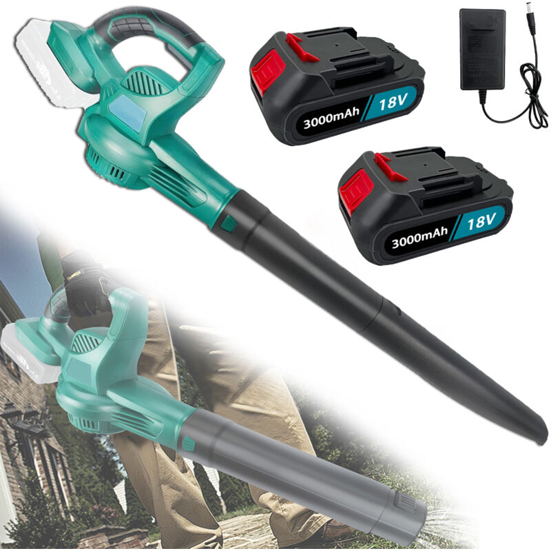 Souffleurs à feuilles électriques, souffleur à air de jardin sans fil robuste, 2 batteries 5,5 a + chargeur, compatible avec la batterie Makita