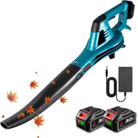 Souffleurs à feuilles électriques, souffleur à air sans fil, nettoyeur électrique pour feuilles de jardin, neige, poussière, coin, +2 batteries 3000 mAH + chargeur