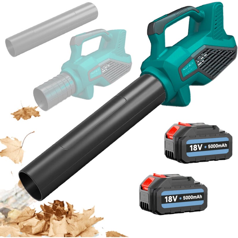 Souffleurs à feuilles électriques, souffleur à air sans fil, nettoyeur électrique pour feuilles de jardin, neige, poussière, coin, +2 batteries 5500