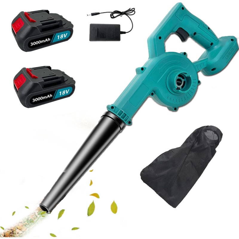Souffleurs de feuilles électriques, souffleur de feuilles sans fil robuste 2 en 1, souffleur de feuilles à air comprimé + 2 batteries 5,5 a +