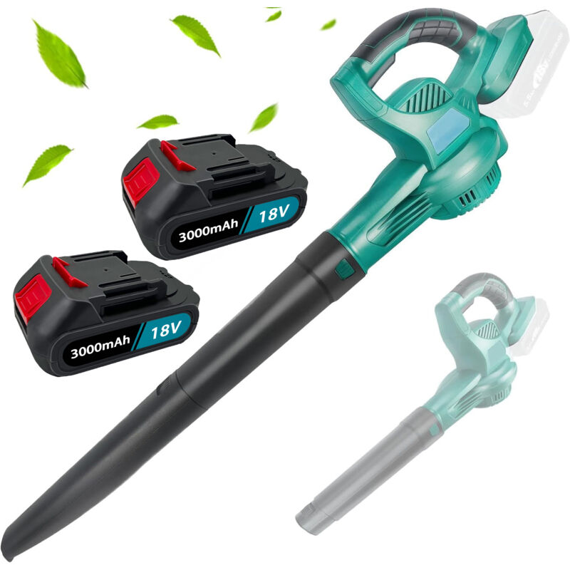 Souffleurs de feuilles électriques, souffleur de feuilles sans fil robuste, souffleur de feuilles à air portatif puissant - Léger + 2 batteries 5,5 a
