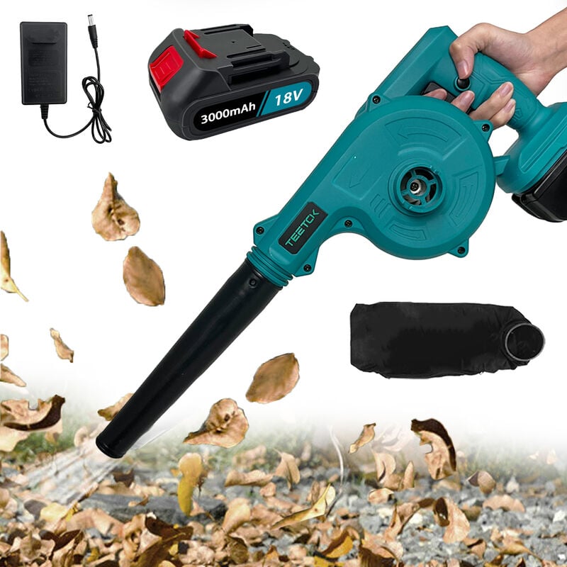Teetok - Souffleurs de feuilles et aspirateurs électriques, nettoyeur sans fil 2 en 1, pour feuille de pelouse, neige, voiture, dépoussiérage +