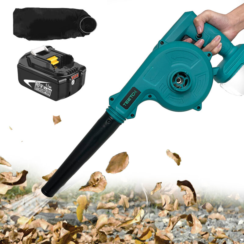 Souffleurs de feuilles et aspirateurs électriques, nettoyeur sans fil 2 en 1, pour feuille, neige, voiture, dépoussiérage d'angle + 5,5 a batterie