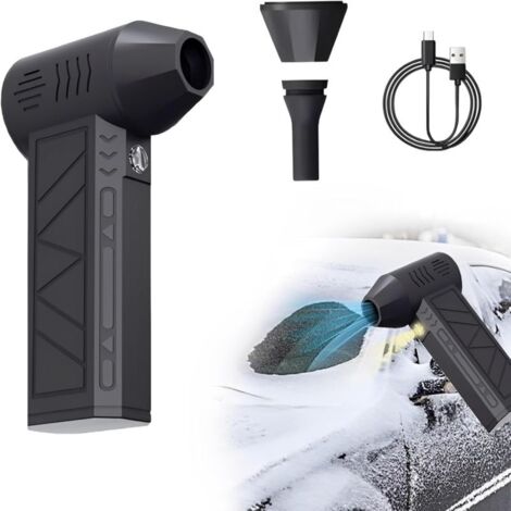 Souffleuse à neige pour voiture, 4 vitesses de soufflage puissant, charge rapide USB-C, souffleuse électrique turbo avec éclairage LED, idéale pour le déneigement, le dépoussiérage et le soufflage du