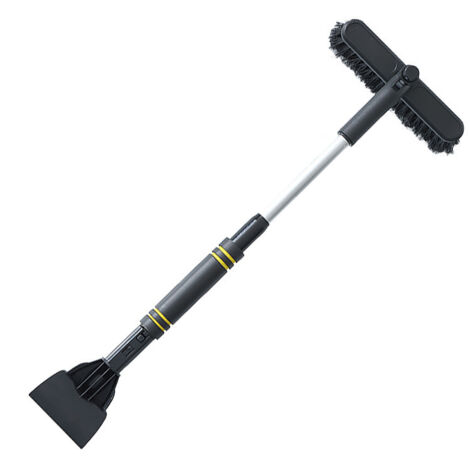 Souffleuse à neige télescopique pour voiture avec brosse anti-rayures et tête pivotante à 360 degrés  Tête pivotante avec poignée (noire)