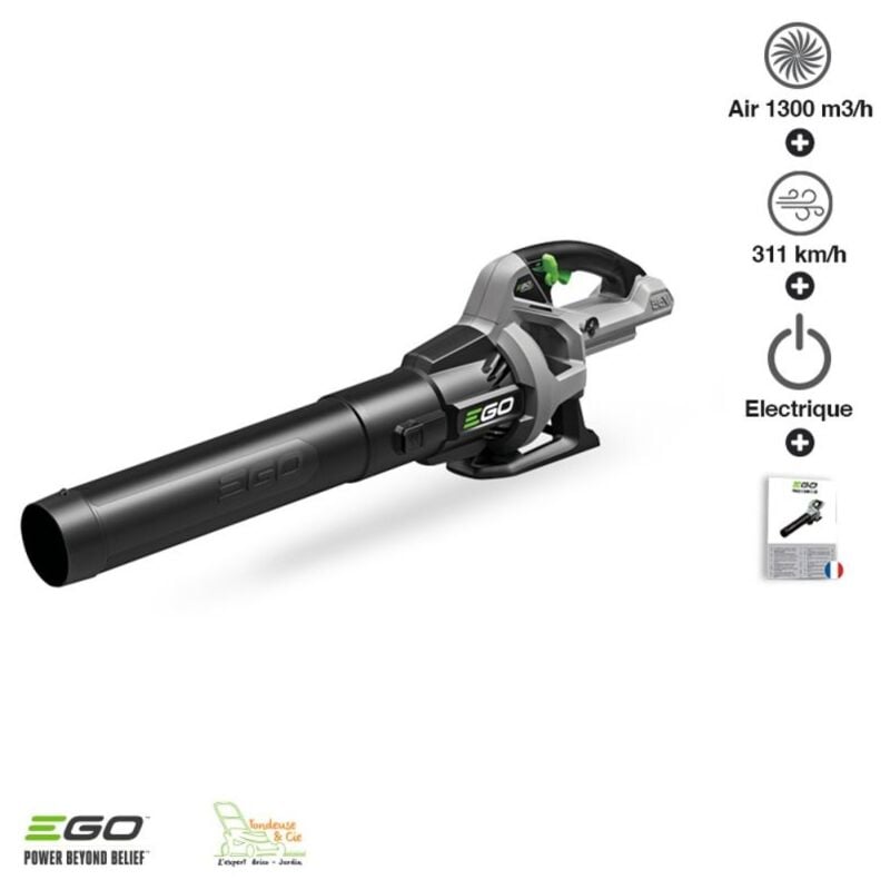 Souffleuse à feuilles pour entretien jardin débit 1300 m3/h vitesse air 313km/h ego LB7650E sans chargeur ni batterie