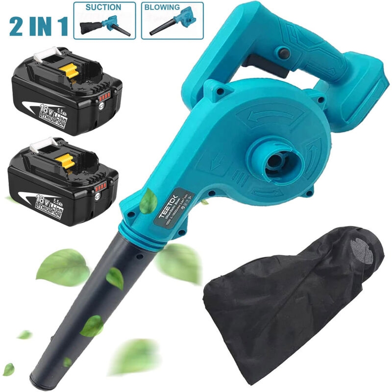 Souffranres et aspirateurs sans fil, souffleurs d'air de jardin 2 pouces pour neige / patio / jardin / garage nettoyage + batterie 2x 5.5a (pas de