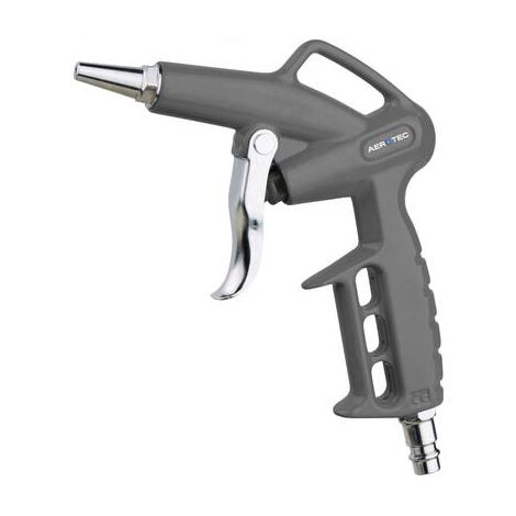 Pistolet de soufflage pneumatique – Bec court et long – Pression de 10 bar – Pour espaces confinés – Métal léger et poli – Aerotec