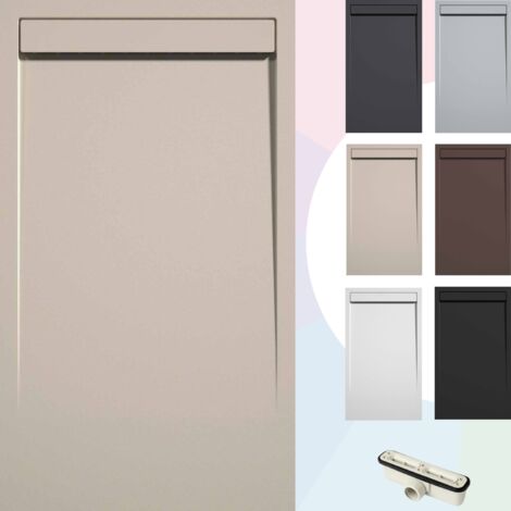 SOULBATH Duschwanne – Harz – Gelcoat – Glatte/Stein-Textur – Rutschfest – Farbe Creme  90x80 Extra plat 3Cm Minimalistisches Design