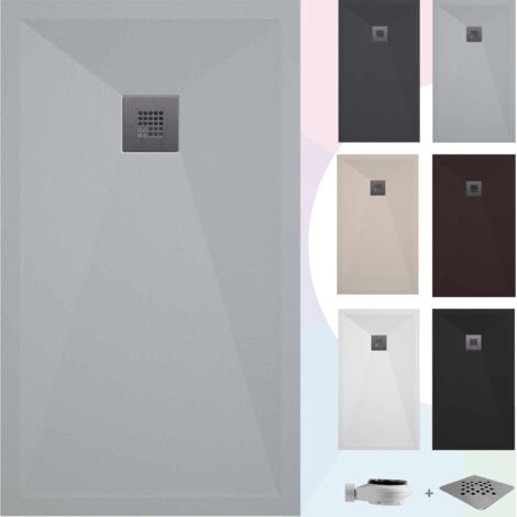 SOULBATH Duschwanne – Harz – Gelcoat – Glatte/Stein-Textur – Rutschfest – Farbe Grau - 70X70- Extra flach 3 cm. Standard