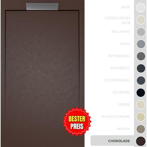 SOULBATH Duschwanne – Harz – Gelcoat – Glatte/Stein-Textur – SCHOKOLADE – Rutschfest- 100x80 Extra flach 3 cm – Elegantes Design