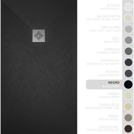 SOULBATH Piatto doccia- Resina -Gel Coat -Texture liscia/pietra -Antiscivolo -Colore Nero - 90X75- Extra piatto 3cm. Standard