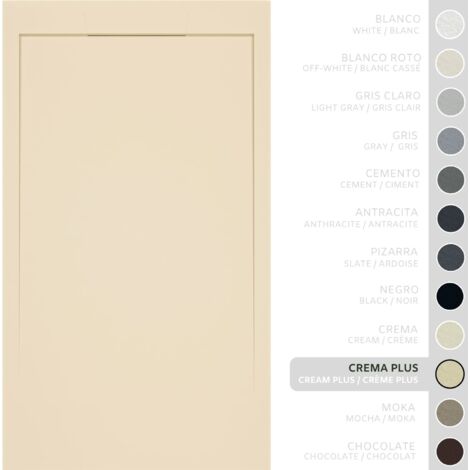 SOULBATH Piatto Doccia Ultra Sottile Antiscivolo – Resina Gel Coat - Finitura Liscia/Pietra – CREMA INTENSA - 110x80 - Griglia integrata in tinta