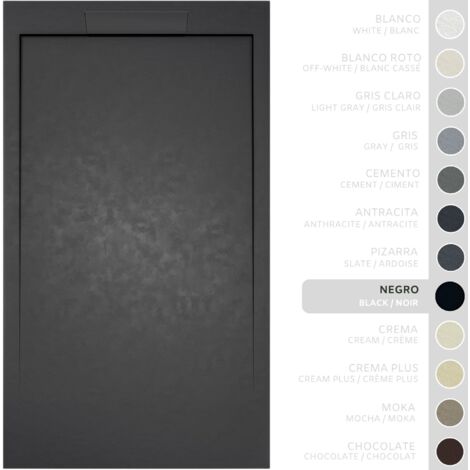 SOULBATH Piatto Doccia Ultra Sottile Antiscivolo – Resina Gel Coat - Finitura Liscia/Pietra – NERO - 110X70 - Griglia integrata in tinta