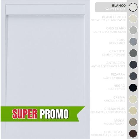 SOULBATH Blanco - 90x70- Extraplano 3cm - Incluye Válvula desagüe y Rejilla. Diseño Minimalista.