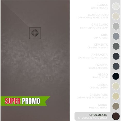 SOULBATH Plato de Ducha - Resina - Gel Coat - Textura Liso/Piedra - Antideslizante  - Color Chocolate - 120x100- Extraplano 3cm. Incluye Válvula desagüe y Rejilla - REJILLA MISMO COLOR