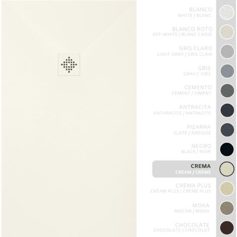 SOULBATH Receveur de Douche -Résine -Gel Coat -Texture Lisse/Pierre -Antidérapant -Couleur Crème  - 160X70- Extra plat 3cm. Bonde de Vidage incluse - GRILLE MÊME COULEUR