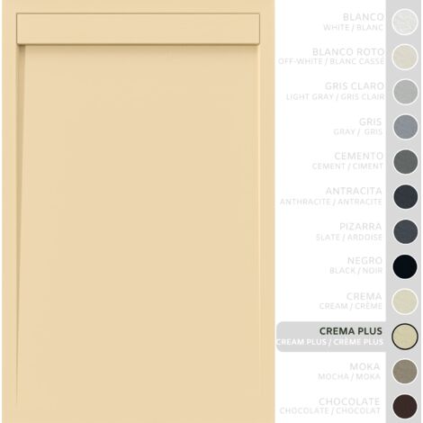 SOULBATH Receveur de Douche -Résine -Gel Coat -Texture Lisse/Pierre -Antidérapant -Couleur Crème Intense 110x80 Extra plat 3Cm Conception Minimaliste
