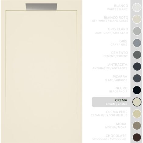 SOULBATH Receveur de Douche - Résine - Gel Coat - Texture Lisse/Pierre - CRÈME- Antidérapant- 110x80 Extra plat 3cm- Conception Élégante