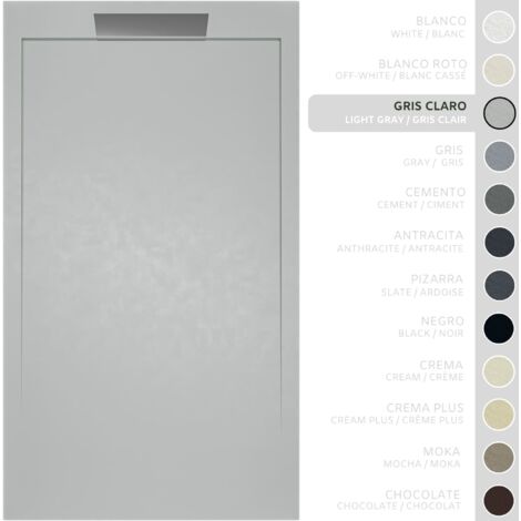 SOULBATH Receveur de Douche - Résine - Gel Coat - Texture Lisse/Pierre - GRIS CLAIR - Antidérapant- 140X70 Extra plat 3cm- Conception Élégante