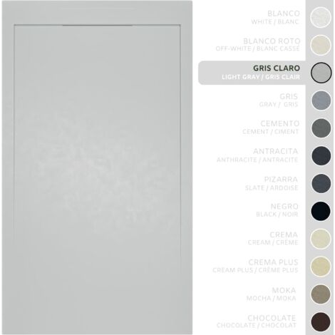 SOULBATH Receveur de Douche Ultra-Plat Antidérapant – Résine Gel Coat - Texture Lisse/Pierre – GRIS CLAIR - 150X70  - Grille intégré même couleur