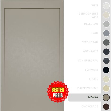 SOULBATH Ultra flache, rutschfeste Duschwanne – Harz Gelcoat – Glatte/Stein-Textur – MOKKA - 150X70  - Integrierte Rost in gleicher Farbe