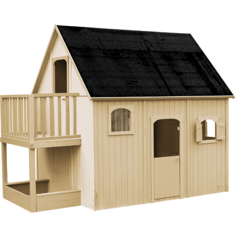 SOULET - Cabaña Alta de Madera Infantil sobre Pilotes Dúplex 306x212x249 cm - Casita de Juegos Elevada para Niños - Cabaña de Madera con Entreplanta y Balcón - Espaciosa y Segura - Fácil Montaje