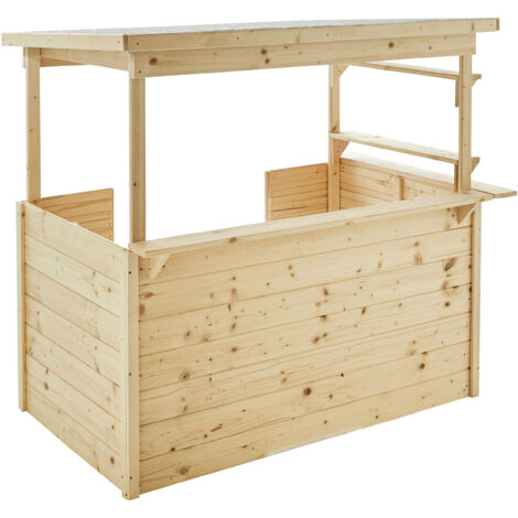 SOULET - Casita de Madera Infantil Playa 118x90x115 cm - Casita de Juegos para Niños - Cabaña de Madera para Jardín - Diseño Abierto Estilo Playero - Personalizable y Fácil de Montar