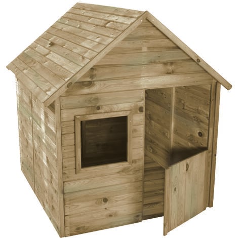 SOULET - Casita de Madera Tratada para Niños Marina 123x119x158 cm - Casita Infantil de Jardín con Suelo y Puerta - Madera de Pino Silvestre Certificada PEFC - Fácil Montaje