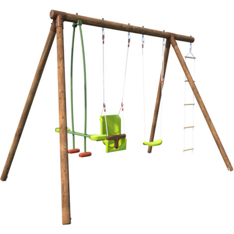 SOULET - Columpio Infantil de Madera Suzon con Balancín y Escalera 340 x 205 x 235 cm para Jardín