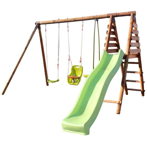 SOULET - Estación de Juego de Madera Tulipe, Columpio, Asiento de Bebé, Cara a Cara y Tobogán - 4,26 m x 3,54 m x 2,22 m​