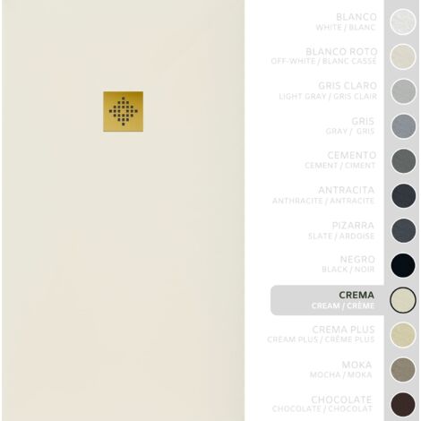 SOULHOME Piatto doccia- Resina -Gel Coat -Texture liscia/pietra -Antiscivolo -Colore Crema  - 150x100- Extra piatto 3cm. GRIGLIA DORATA