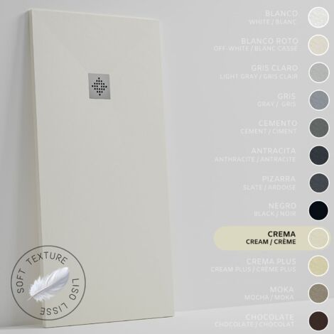 SOULHOME Receveur de Douche -Résine -Gel Coat -Texture Lisse Soie -Antidérapant -Couleur Crème  - 150X70- Extra plat 3cm. Standard