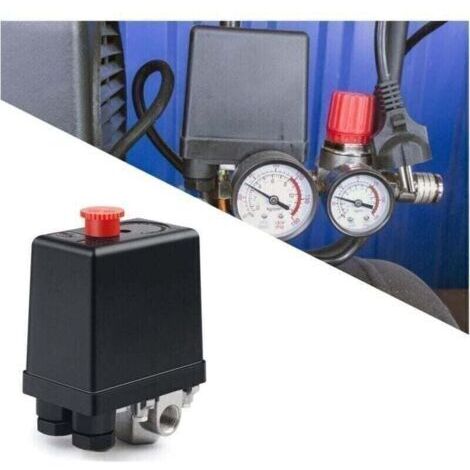 Soupape de Compresseur D'air 220V Pression Automatique Pressostat Compresseur D'air Compresseur Interrupteur Contrôle Valve pour Une Réduction Rapide de la Pression(4 trous)