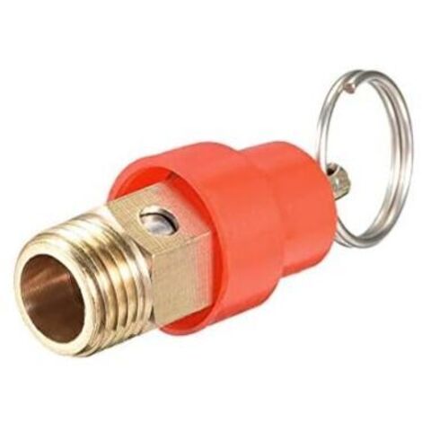 Soupape de sécurité pour compresseur d'air, soupape de décharge de pression G1/4 mâle, pression de tarage 115 PSI, capuchon rouge, 1 unité