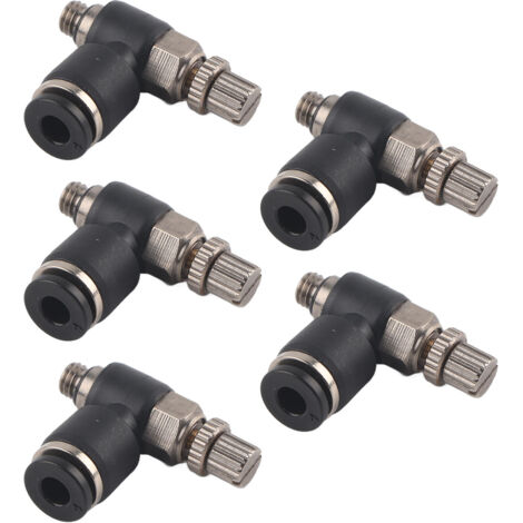 Soupape en L à angle droit pour contrôle de débit d'air, raccord rapide, filetage M5, coude de régulation pratique