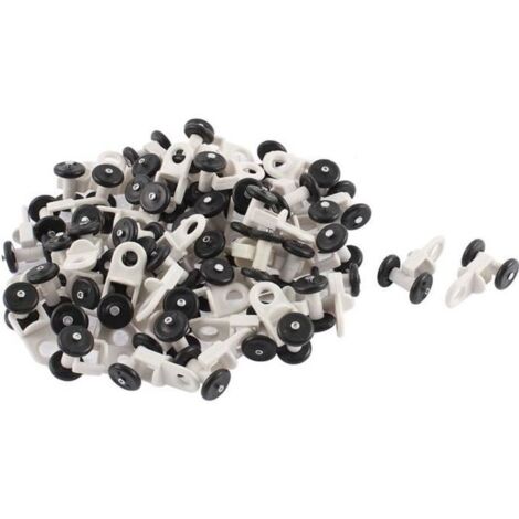 SOURCING MAP 50Pcs Glisseur Rail Rideaux Roulette Roue Rideaux Coulissant Poulie pour Fenêtre Voilage plastique 14mm dia noir blanc