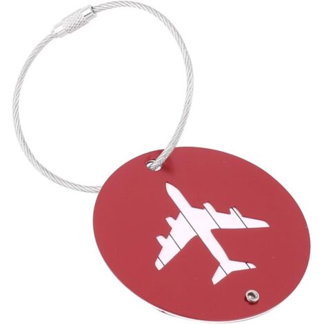 sourcing map Étiquette Bagage Porte Étiquette Valise Adresse Nom Étiquette Valise étiquette ID Sac à Dos Voyage ronde alliage aluminium rouge