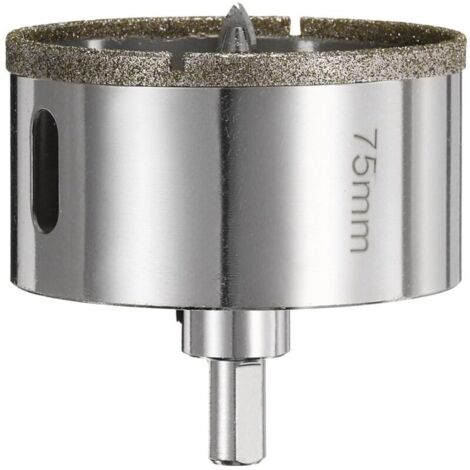 sourcing map Foret diamant - Scie cloche excentrique de 75 mm avec centre de guidage pour verre, céramique, marbre, porcelaine, carrelage, quartz et pierres précieuses d'aquariums