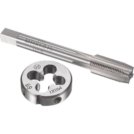 Sourcing Map Juego de machos de roscar métricos HSS M11 x 1 mm con terraja redonda de acero para herramientas de aleación