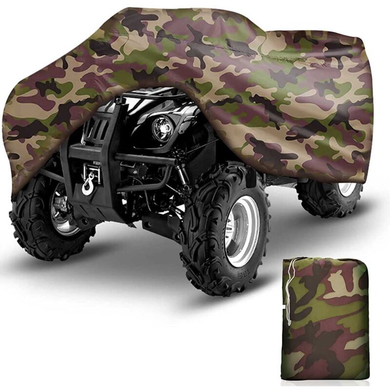 Ineasicer - 190T Extérieure Housse Bâche Protection pour atv Moto Quad Imperméable Anti -uv Camouflage 256×110×120CM, atv Quad Cover Lourd Housse de