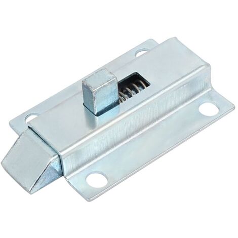 sourcing map Porte Boulon Loquet 50mm 2 pouces Longueur Métal Sécurité Automatique Fenêtre Portail Ressort Rebond Verrouillage Ton argent