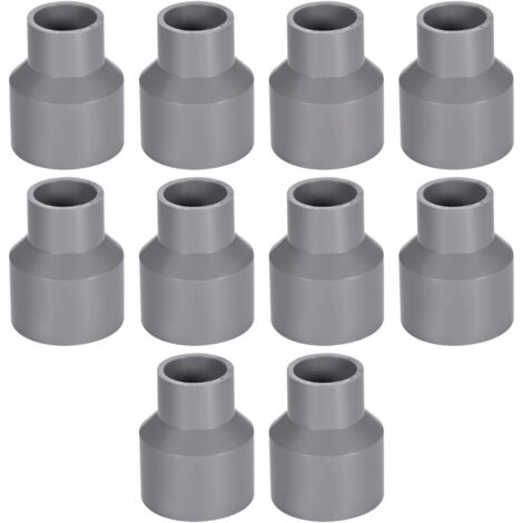 sourcing map Reductor de tubería de PVC, cubo 40, gris, 40 mm x 25 mm, enchufe - 10 unidades