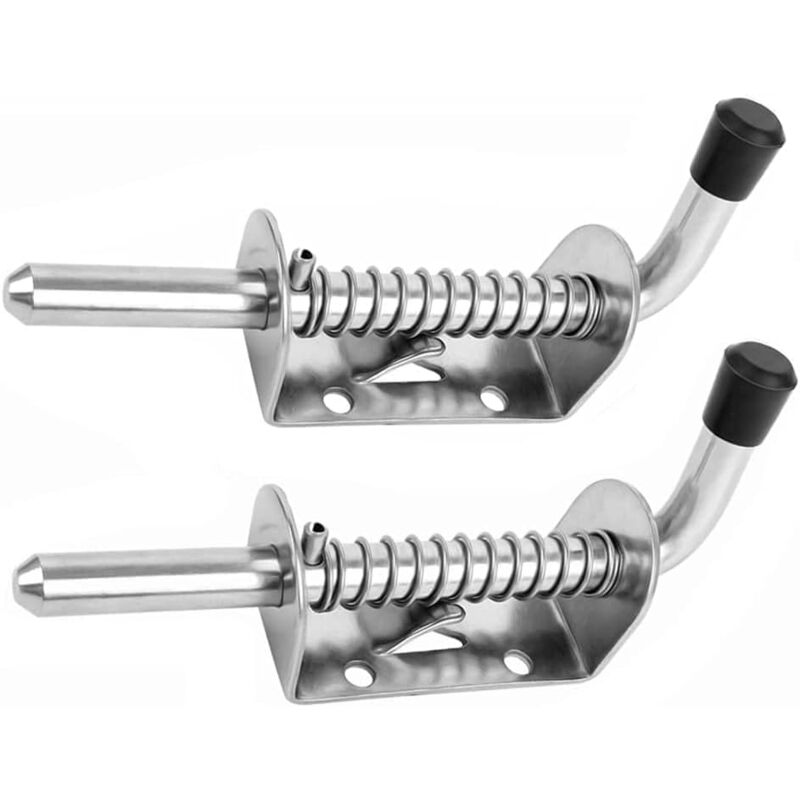 sourcing map Verrou à Barillet, Lot de 2, 10x128mm - Verrou à Ressort en Acier Inoxydable Avec Goupille de Verrouillage, pour Portes de Remorque,