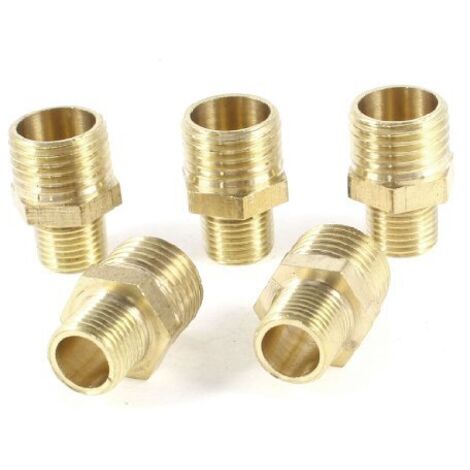 Sourcingmap a13073100ux0028-5pezzi da 1/4"a 1/8 pt" pt filetto maschio in ottone accoppiamento del tubo raccordo diritto
