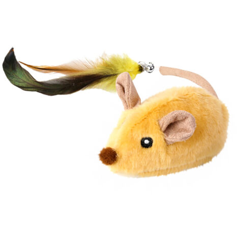 Souris Automatique pour Chat avec Capteur et Son Réaliste, Jouet Interactif pour Chats avec Queue Longue et Couleur Jaune Vif, Idéal pour Distraire Chats et Chiens.