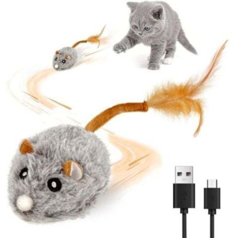 Souris électrique rechargeable par USB pour chat avec son grinçant, jouet interactif pour chats d'intérieur, souris automatique avec gazouillis réalistes, jouet de chasse amusant pour animaux de compa