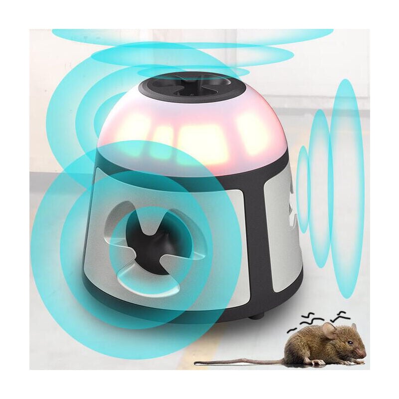 Souris et rats à ultrasons 360° - Souris à ultrasons avec prise de lumière led pour souris et répulsif contre les rongeurs pour la protection